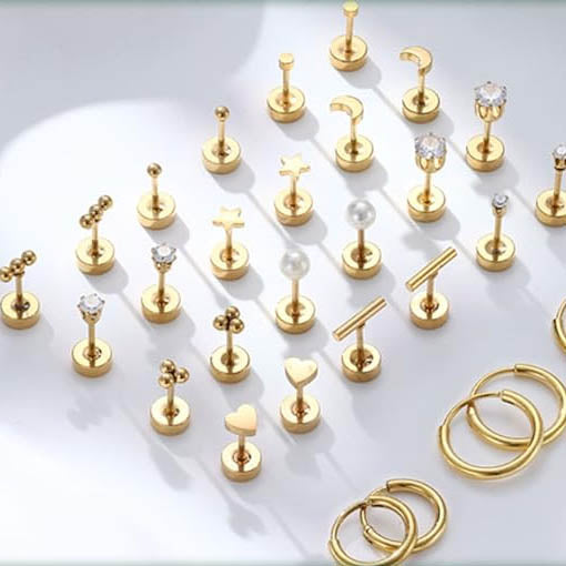 Cherry Diva Stud Multi Pack of 15 Pairs Of Studs & Hoop Earrings