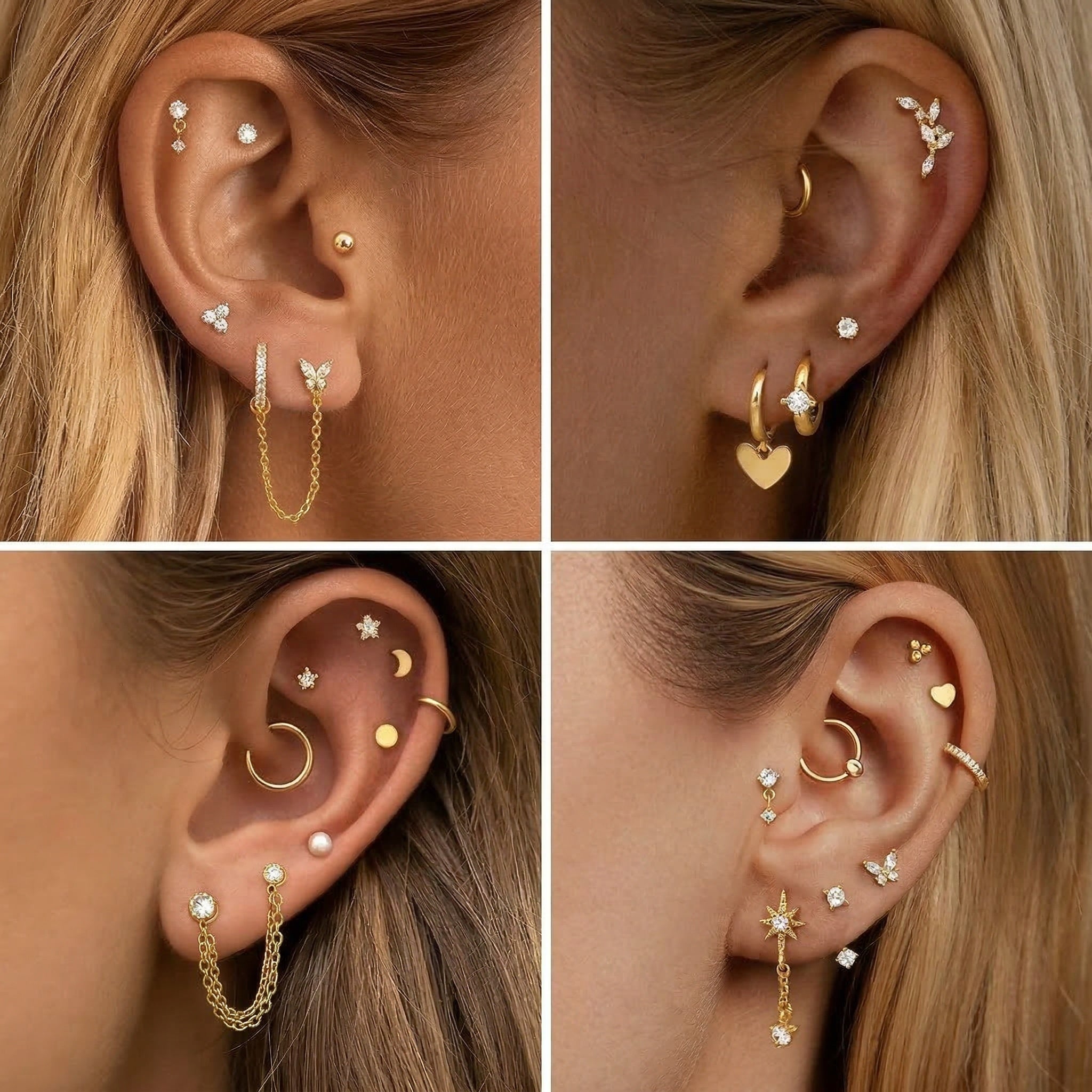 Cherry Diva Stud Multi Pack of 20 Cartilage Studs & Hoops