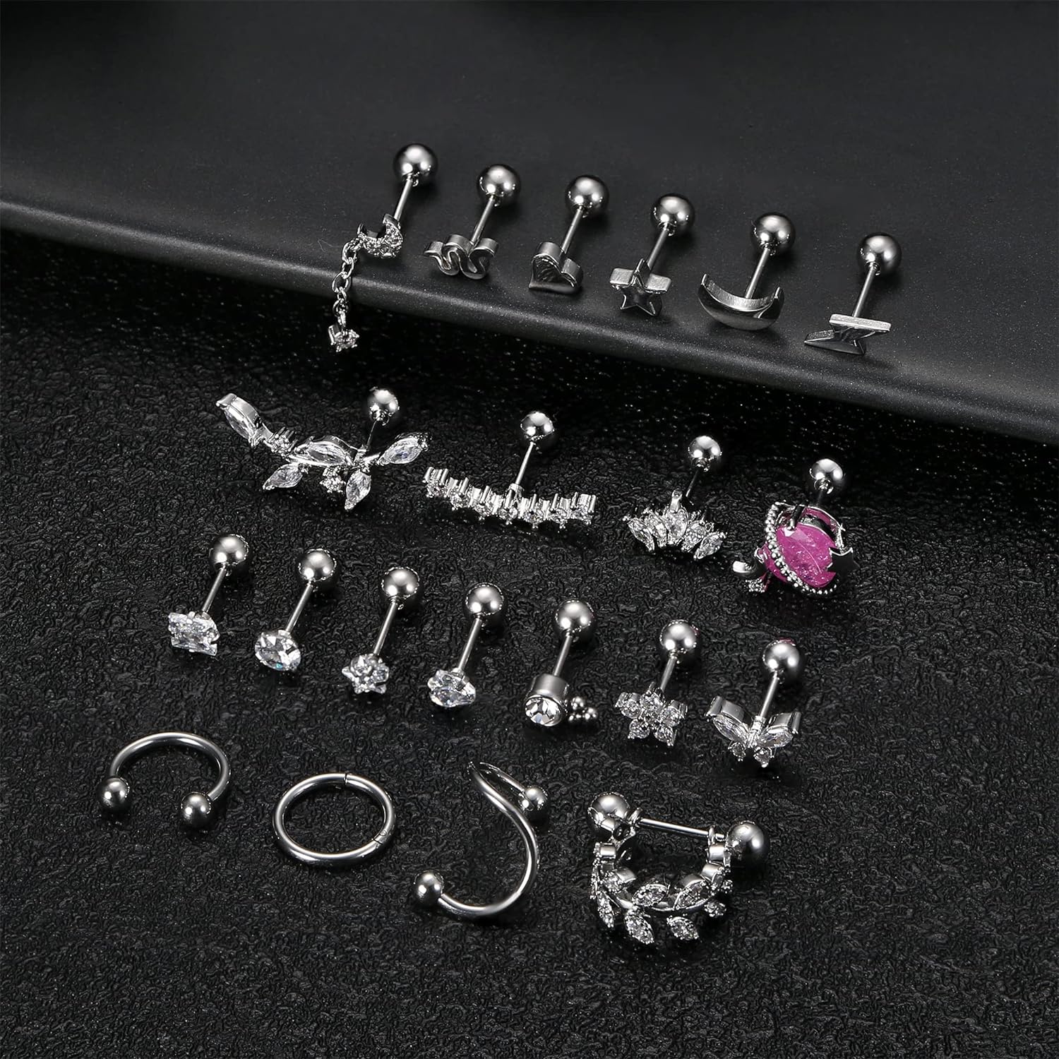 Cherry Diva Stud Multi Pack Of 21 Studs And Hoops - Silver