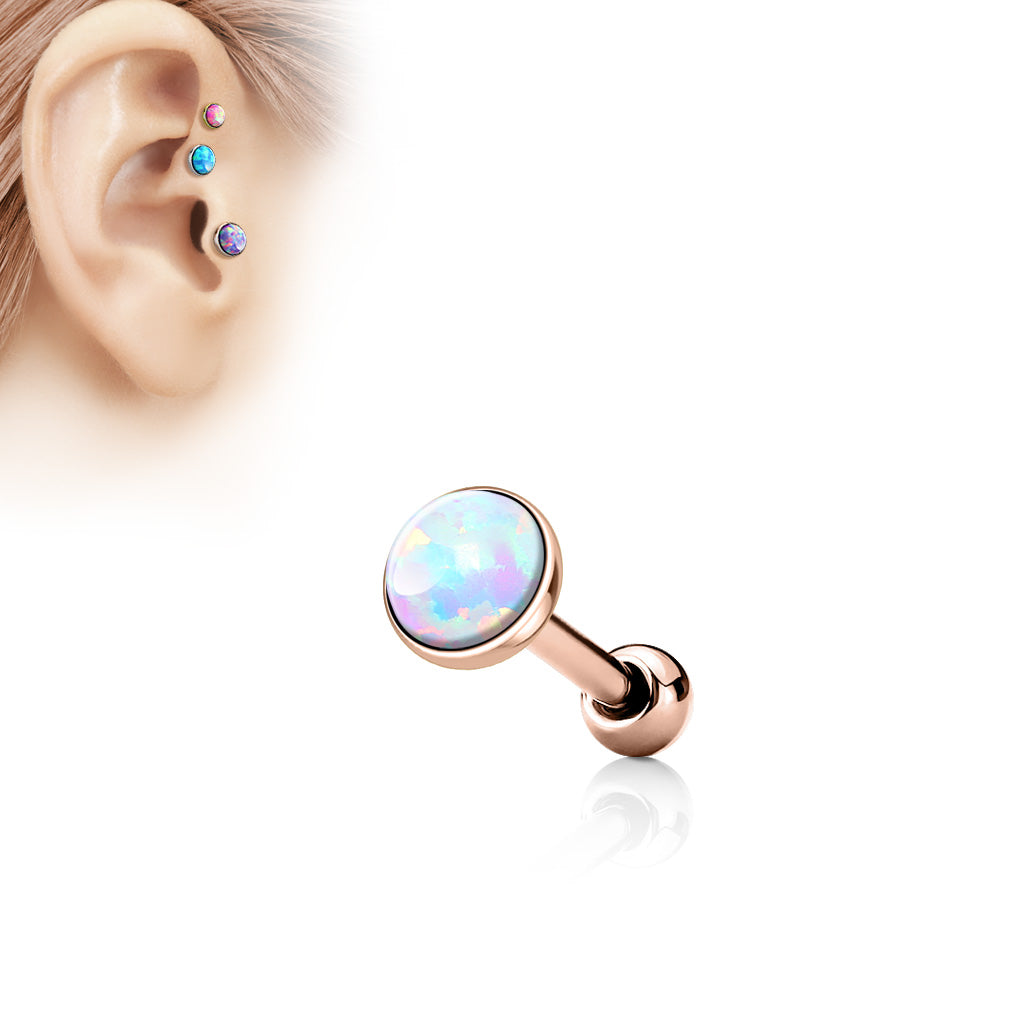 Cherry Diva Stud Rose gold 16 Gauge Hypoallergenic Opal Cartilage Stud