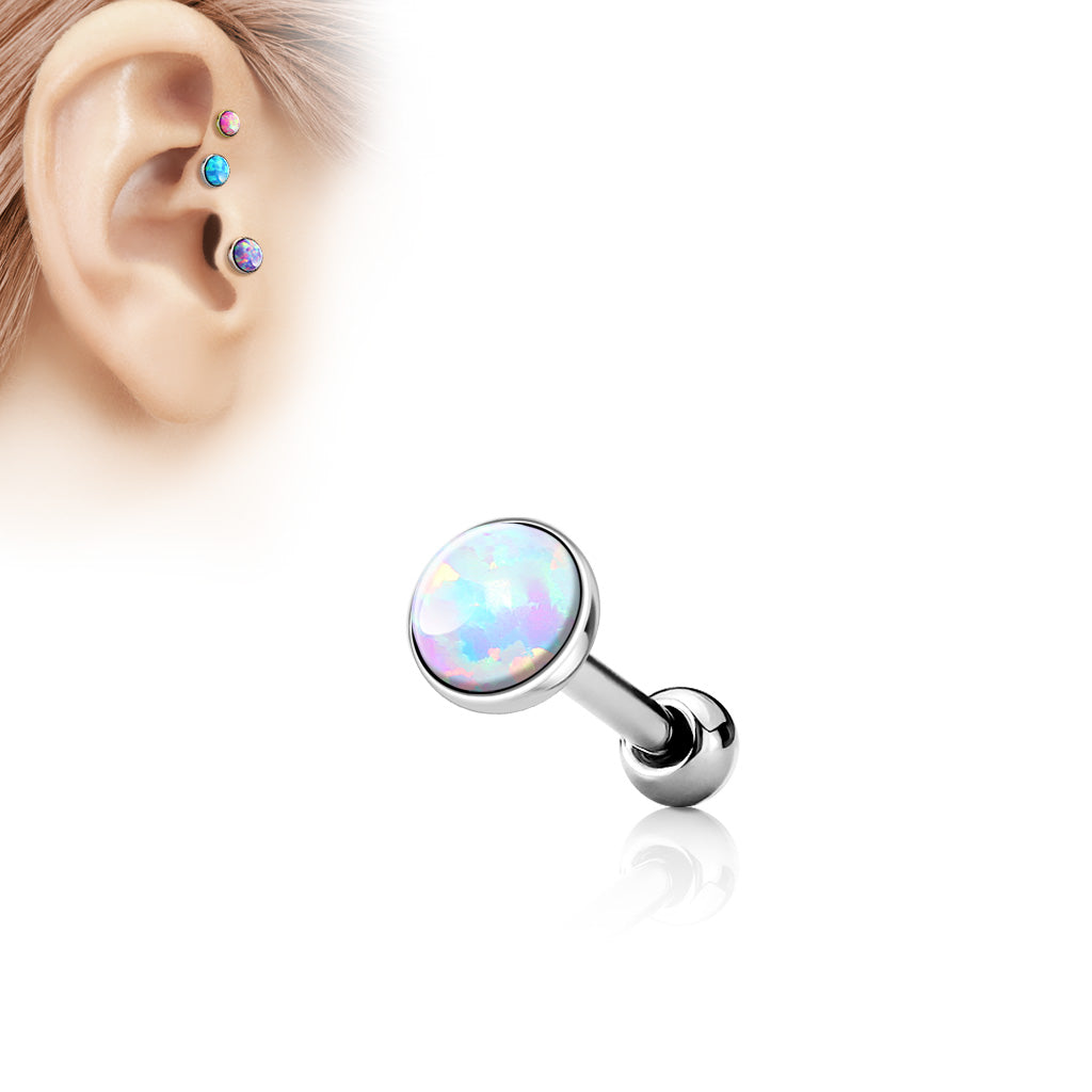 Cherry Diva Stud Silver 16 Gauge Hypoallergenic Opal Cartilage Stud