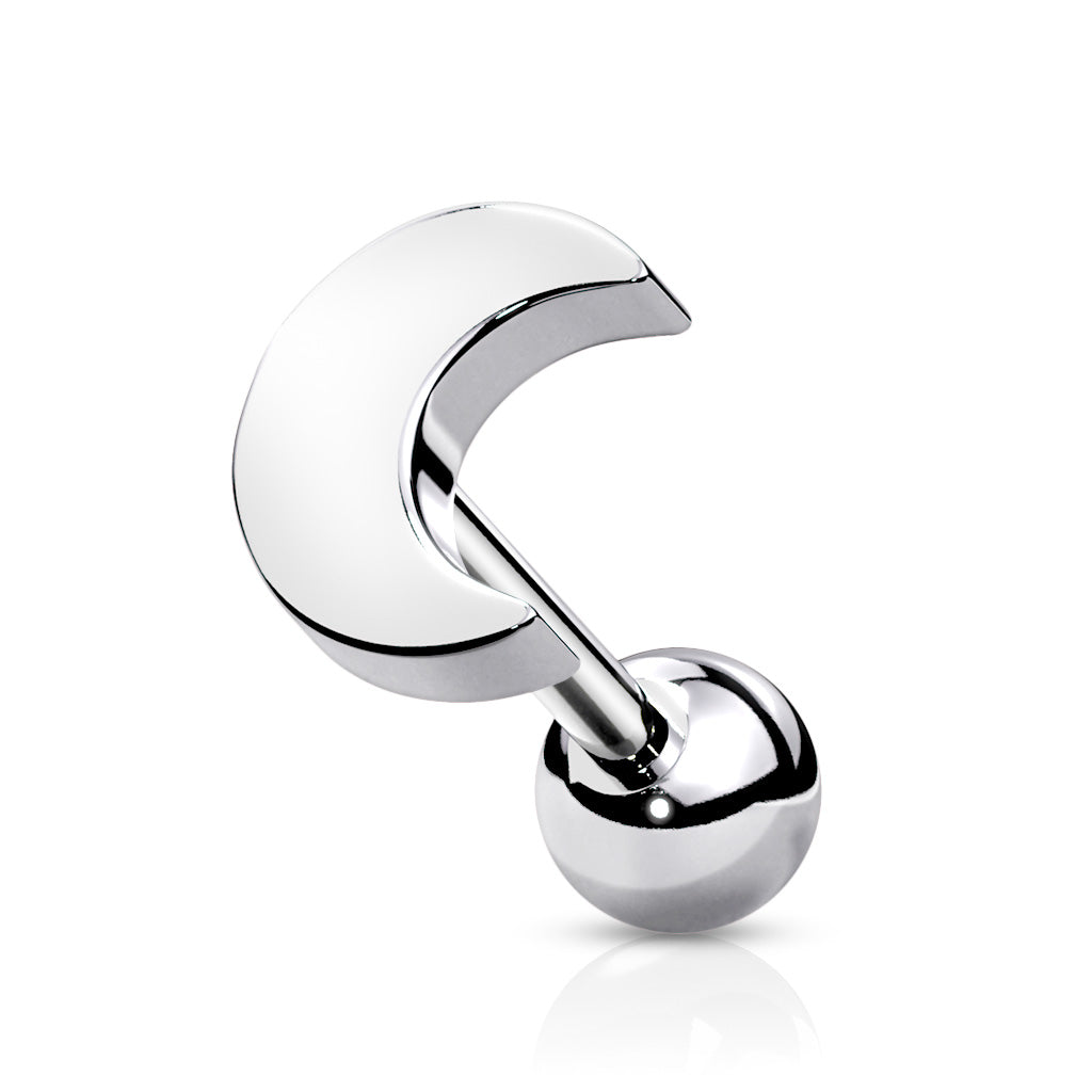 Cherry Diva Stud Silver 16 Gauge Hypoallergenic Surgical Steel Flat Moon Stud