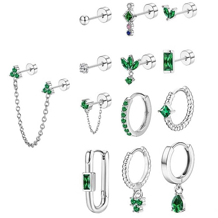 Cherry Diva Stud Silver Multi Pack Of 13 Flat Back Studs And Hinged Hoops