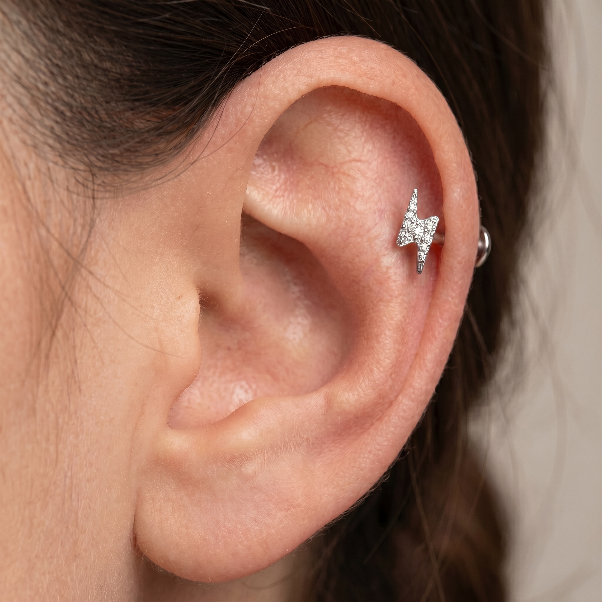 Dongguan Jiaxin Jewelry Co., Ltd. Flat Back Stud 16 Gauge Internally Threaded Titanium Lightning Bolt Stud