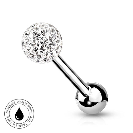 14 Gauge Internally Threaded Glitterball Tongue Barbell