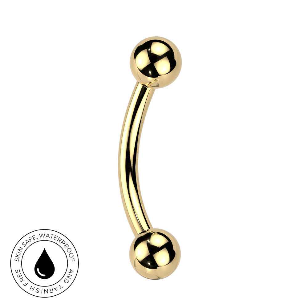 16 Gauge Titanium Curved Eyebrow Barbell With Threadless Ball Ends
