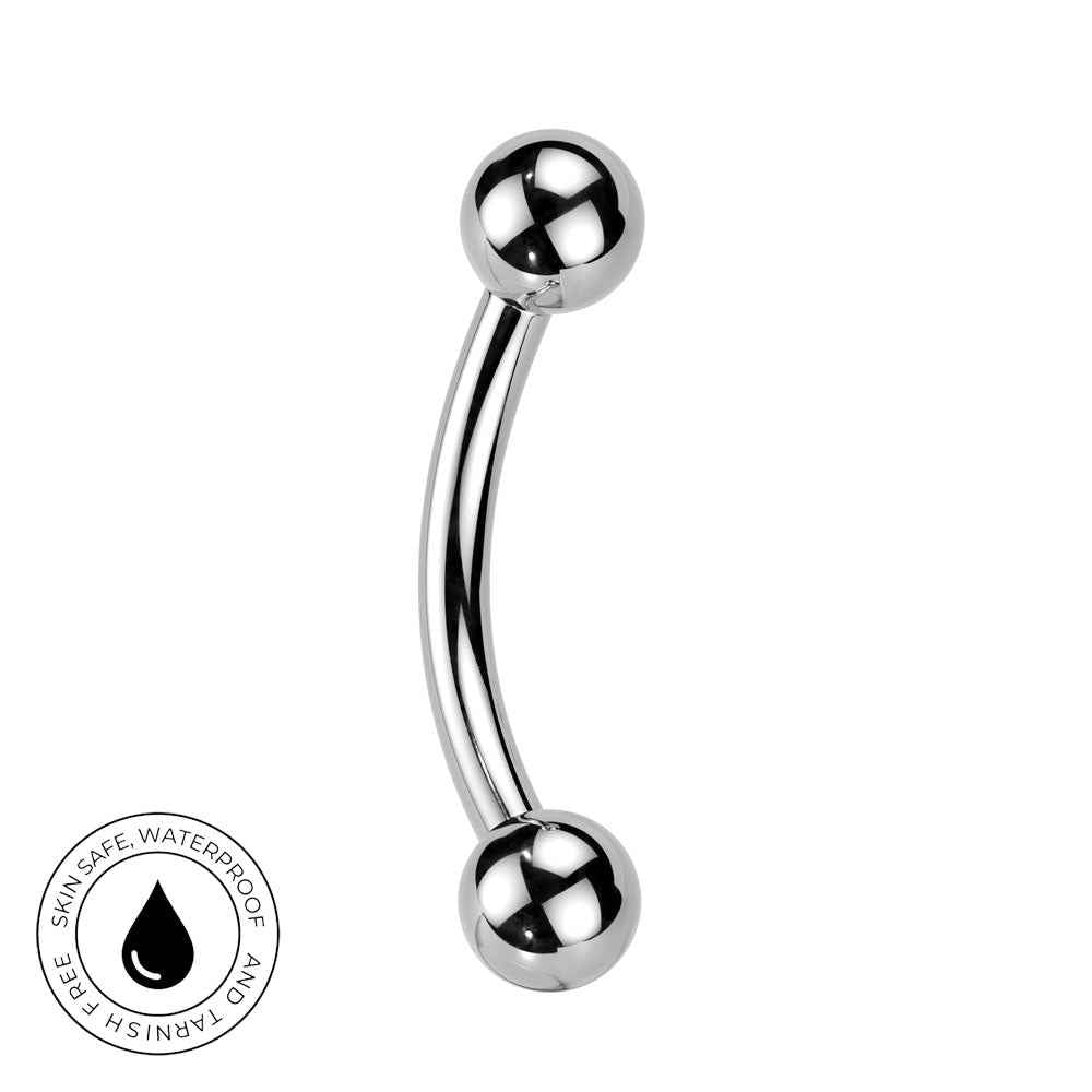 16 Gauge Titanium Curved Eyebrow Barbell With Threadless Ball Ends