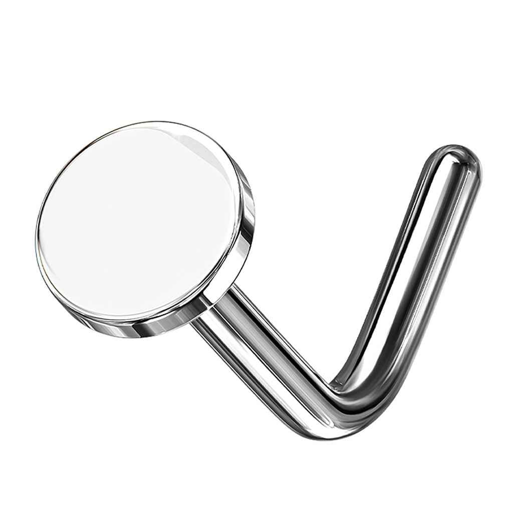 20 Gauge Circular Flat Top Surgical Steel L-Bend Nose Stud