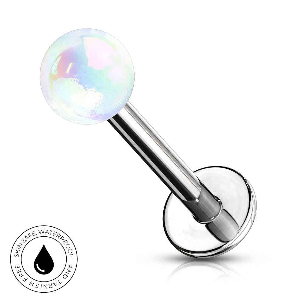 16 Gauge Hypoallergenic Metallic Flat Back Labret Stud