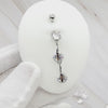 14 Gauge Double Dangling Crystal Belly Bar - Silver Product Video