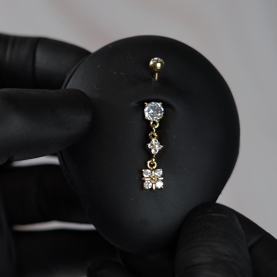 14 Gauge Dangling Diamond Belly Button Bar