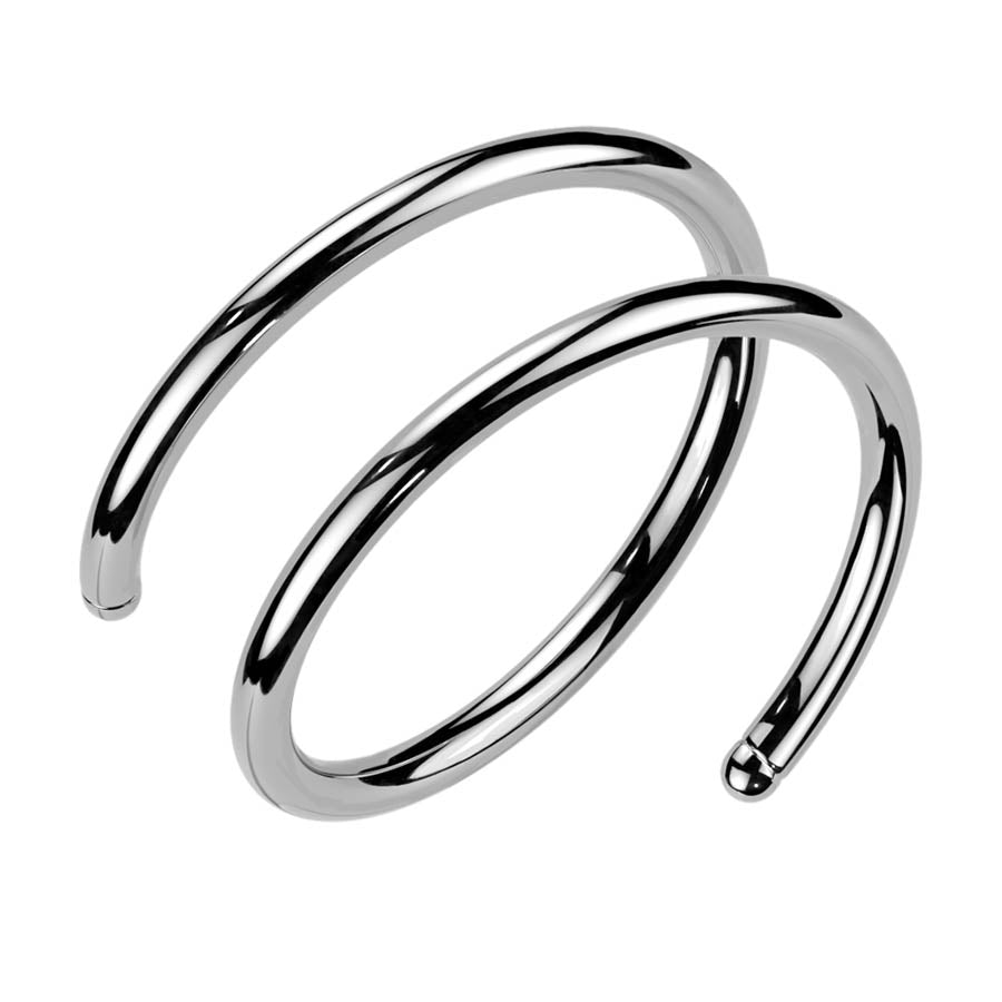 20 Gauge Titanium Double Hoop Nose Ring SILVER