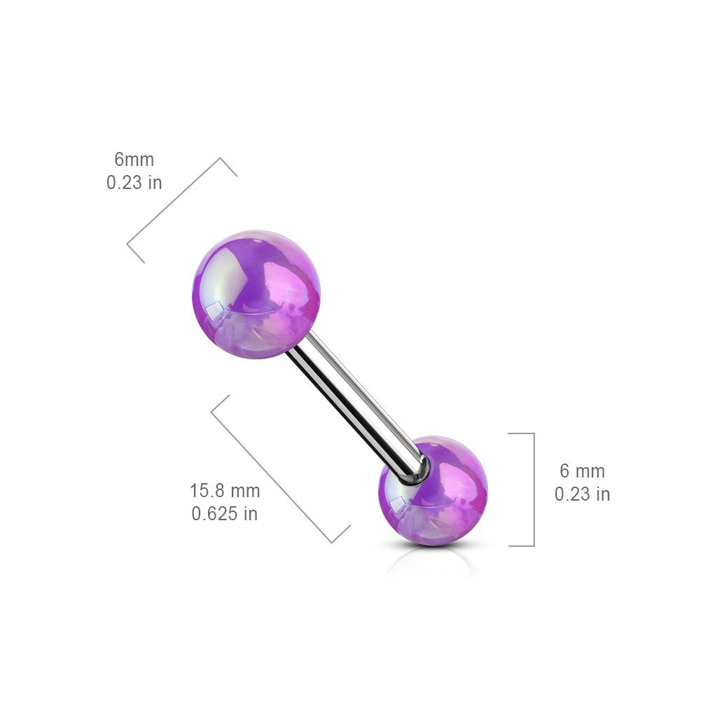 Cherry Diva Barbell 14 Gauge AB Coated Metallic Ball Straight Barbell