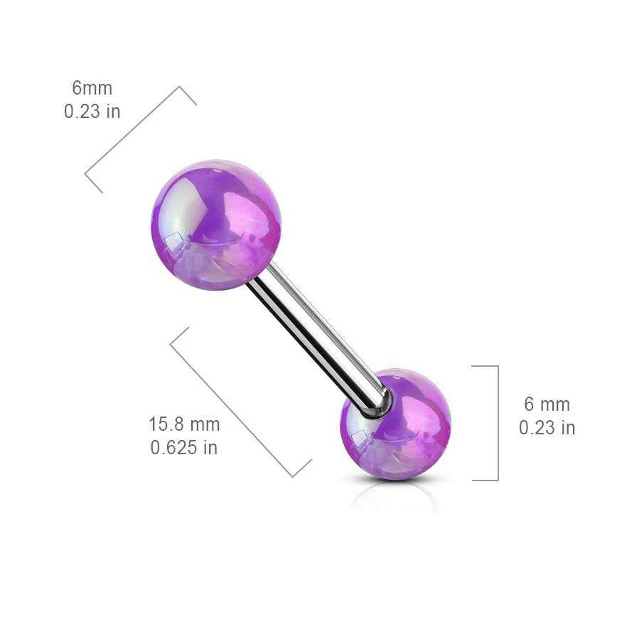 14 Gauge Hypoallergenic Metallic Ball Straight Barbell
