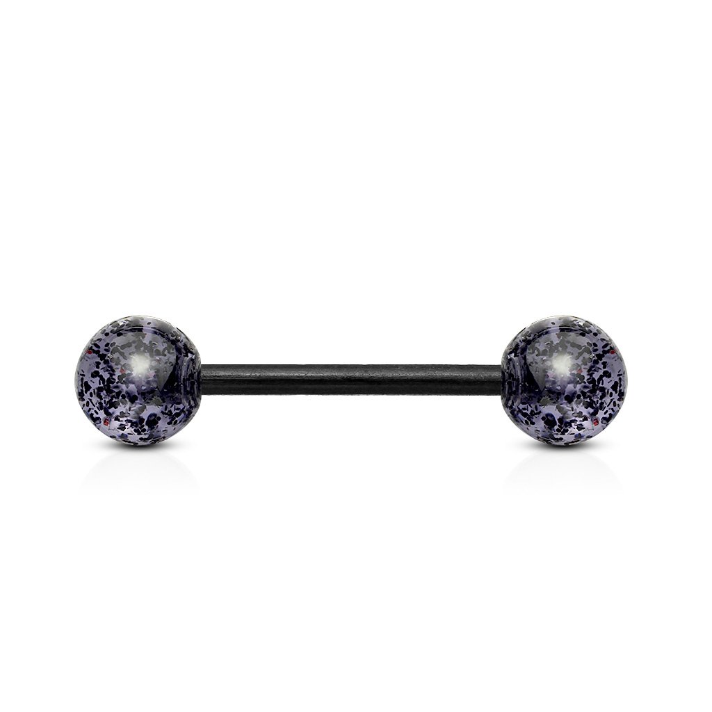 Cherry Diva Barbell Black 14 Gauge Glitter Balls Flexible PTFE Barbell