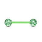 14 Gauge Glitter Balls Flexible PTFE Barbell Green