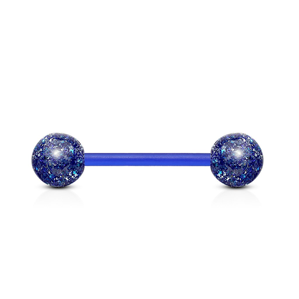 Cherry Diva Barbell Blue 14 Gauge Glitter Balls Flexible PTFE Barbell