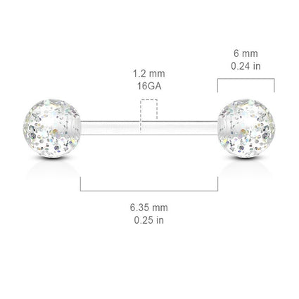 Cherry Diva Barbell 14 Gauge Glitter Balls Flexible PTFE Barbell