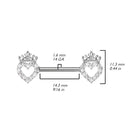 14 Gauge Hollow Crystal Heart Barbell Nipple Ring Size Chart