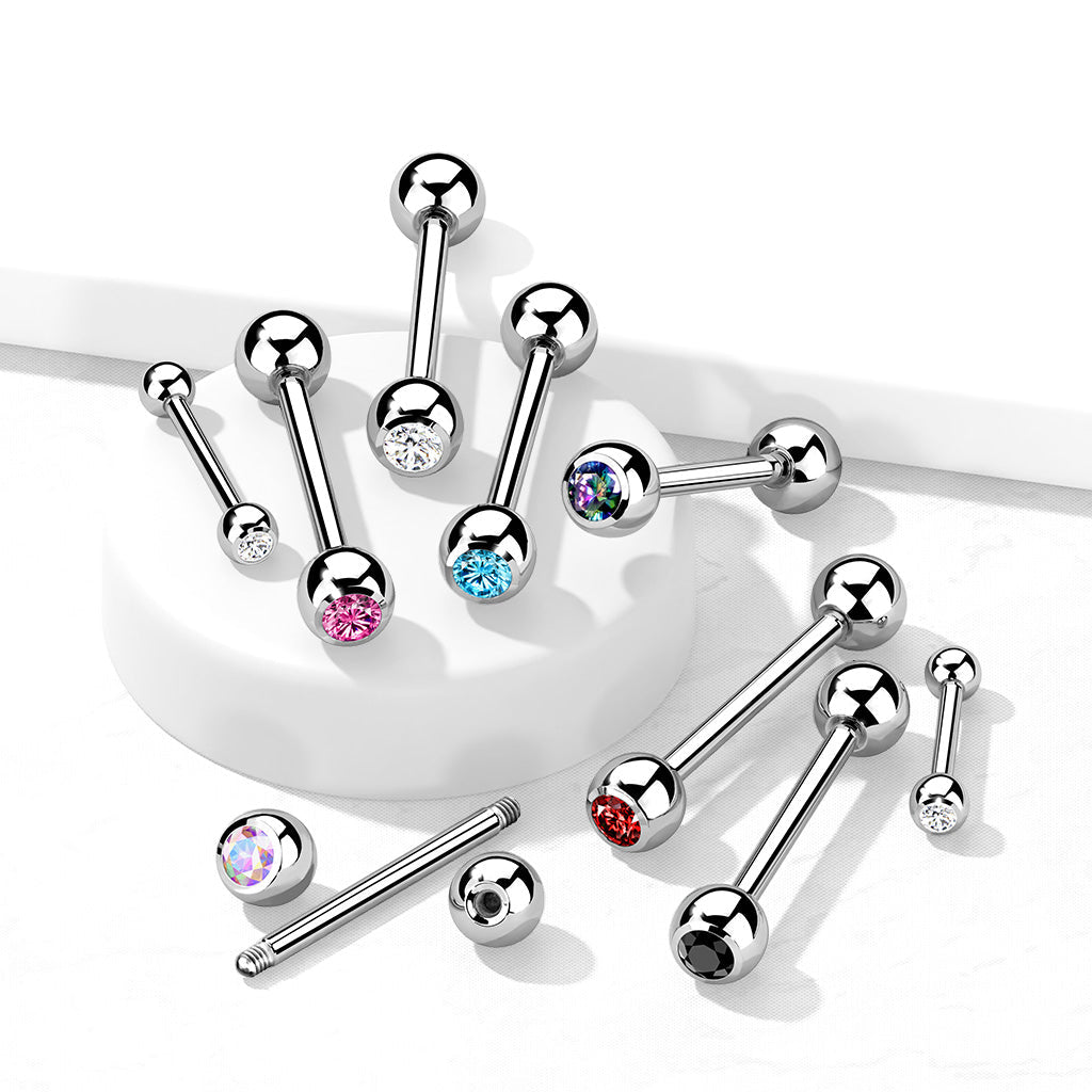 Cherry Diva Barbell 14 Gauge Implant Grade Titanium Clear Crystal Barbell