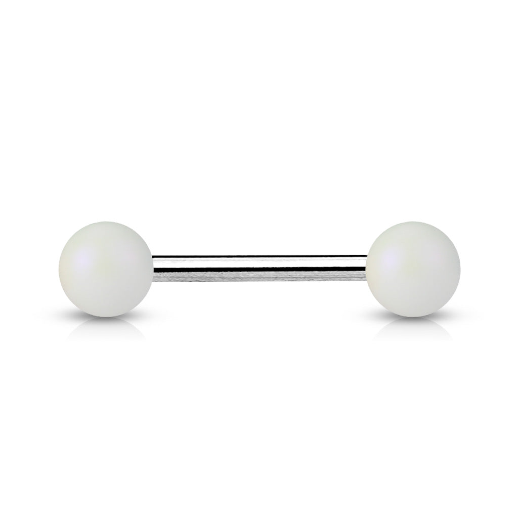 Cherry Diva Barbell White 14 Gauge Matte Finish Surgical Steel Straight Barbell