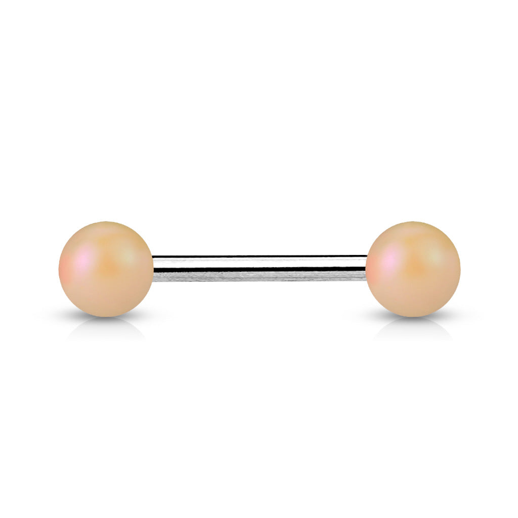 Cherry Diva Barbell Peach 14 Gauge Matte Finish Surgical Steel Straight Barbell