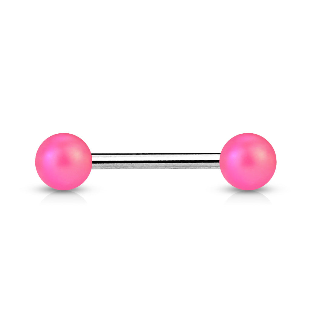 Cherry Diva Barbell Pink 14 Gauge Matte Finish Surgical Steel Straight Barbell