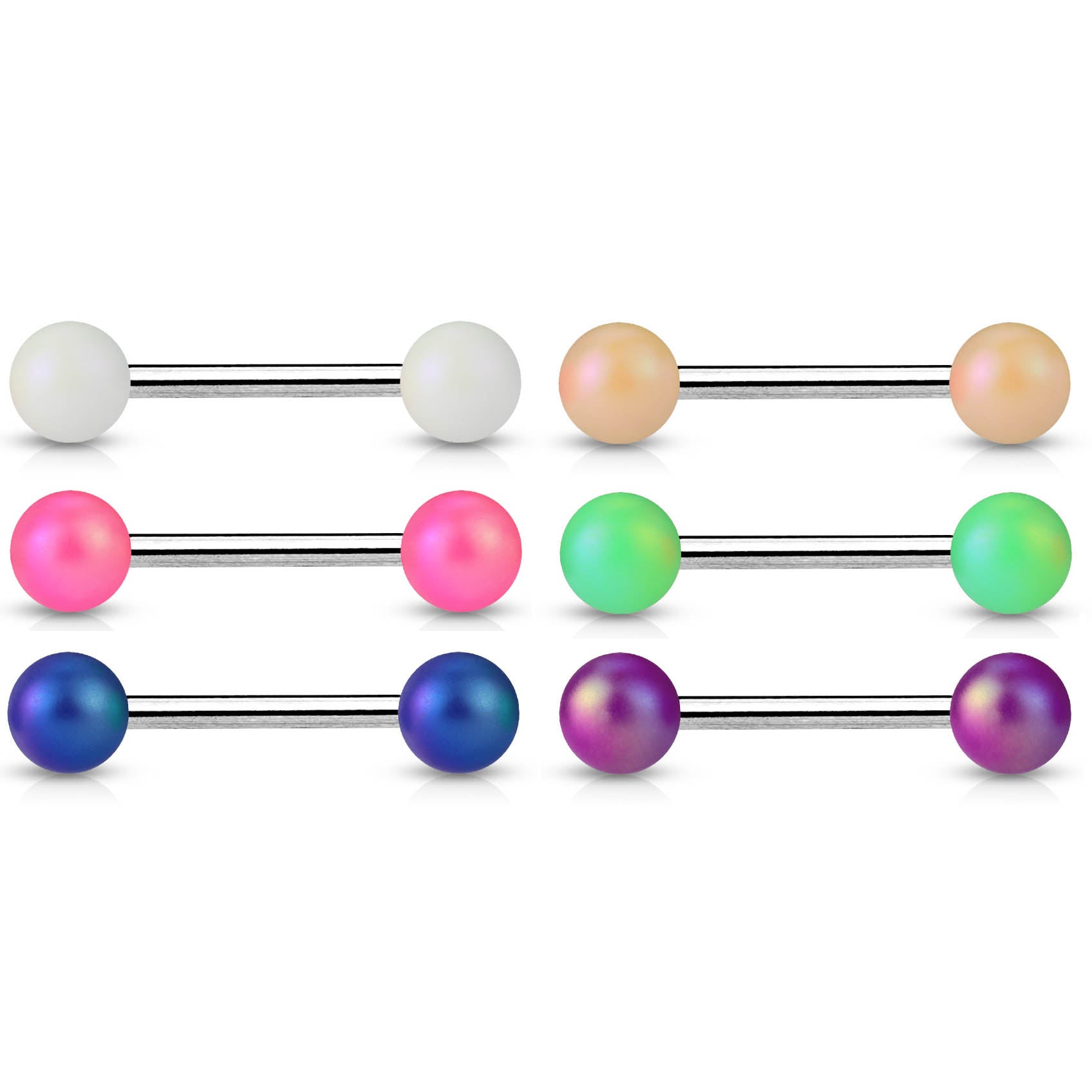 14 Gauge Matte Finish Surgical Steel Straight Barbell Colours