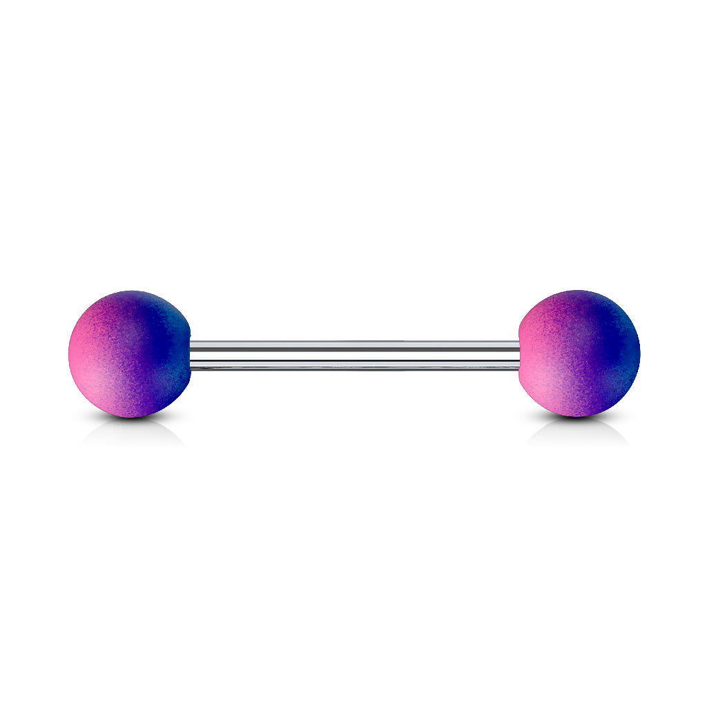 Cherry Diva Barbell Blue / Pink 14 Gauge Rainbow Rubber Coated Ball Straight Barbell