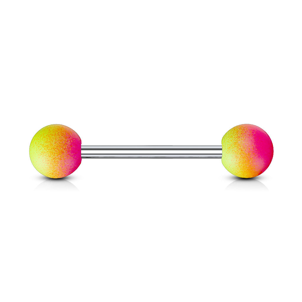 Cherry Diva Barbell Yellow / Pink 14 Gauge Rainbow Rubber Coated Ball Straight Barbell
