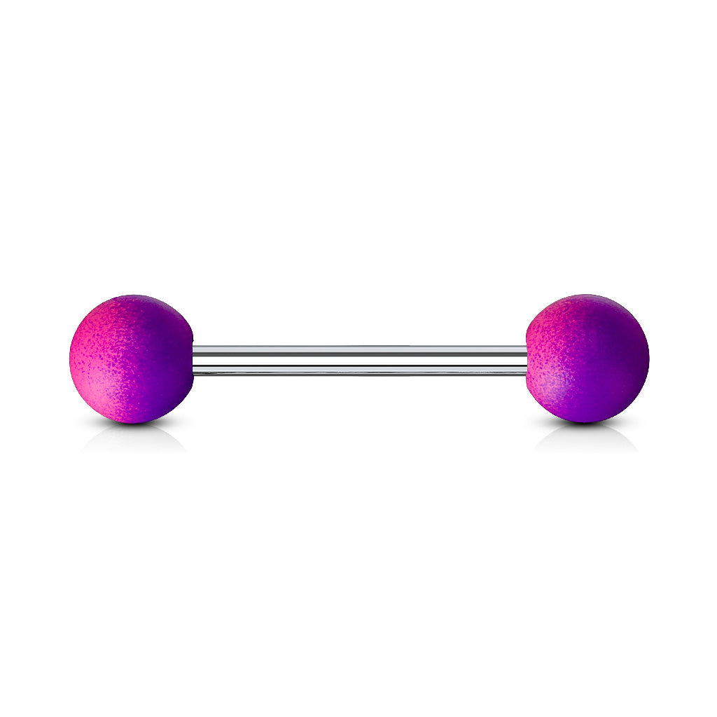 Cherry Diva Barbell Purple / Pink 14 Gauge Rainbow Rubber Coated Ball Straight Barbell