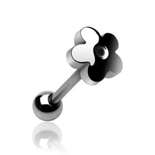 Cherry Diva Barbell 14 Gauge Surgical Steel Flower Top Tongue Barbell