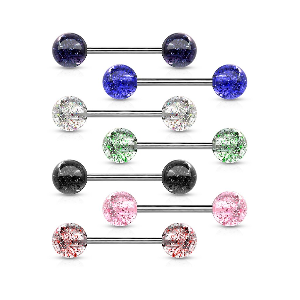 Cherry Diva Barbell 14 Gauge Surgical Steel Glitter Ball Barbell