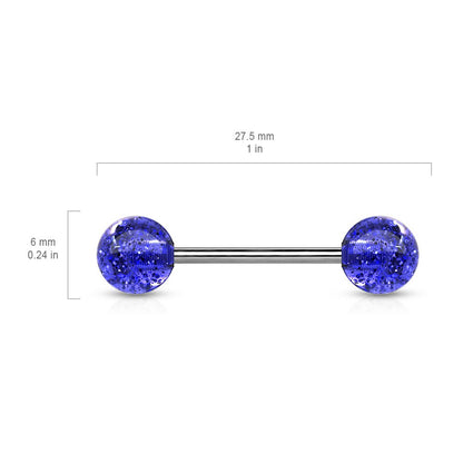 Cherry Diva Barbell 14 Gauge Surgical Steel Glitter Ball Barbell