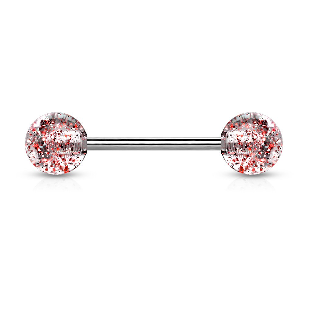 14 Gauge Surgical Steel Glitter Ball Barbell