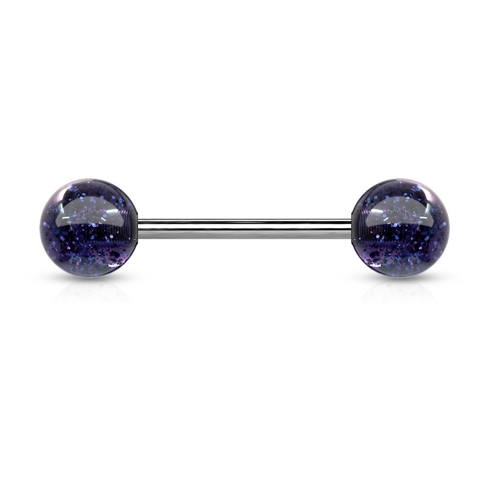 Cherry Diva Barbell PURPLE 14 Gauge Surgical Steel Glitter Ball Barbell