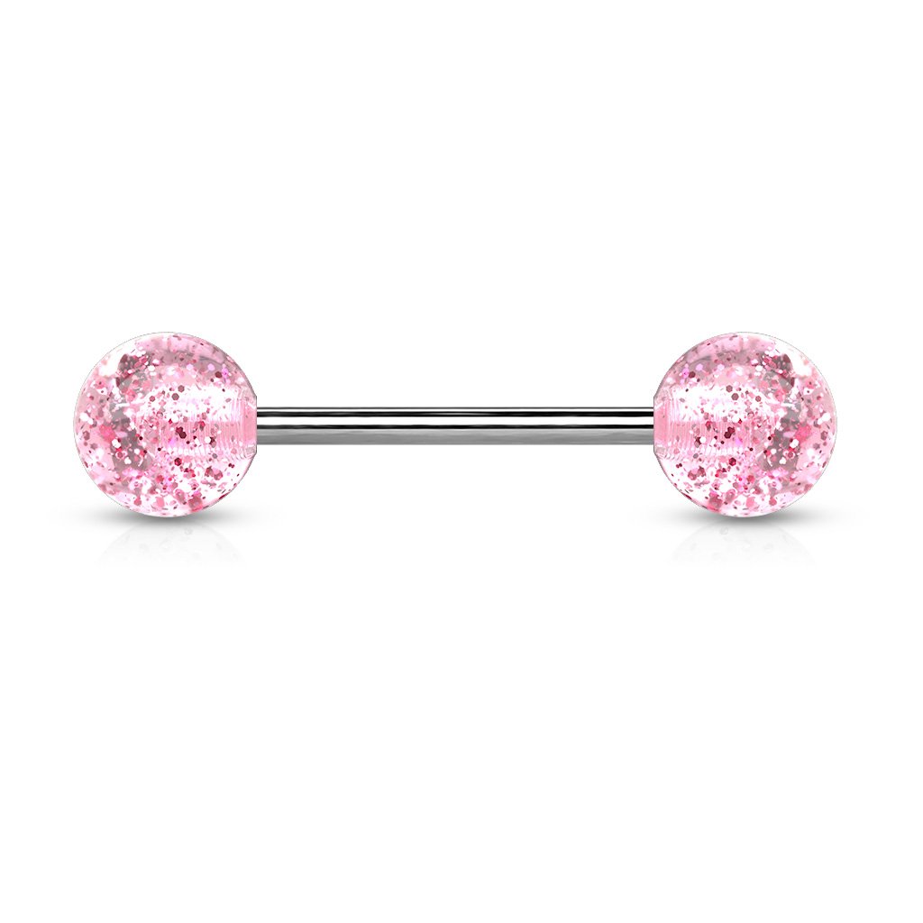 Cherry Diva Barbell 14 Gauge Surgical Steel Glitter Ball Barbell