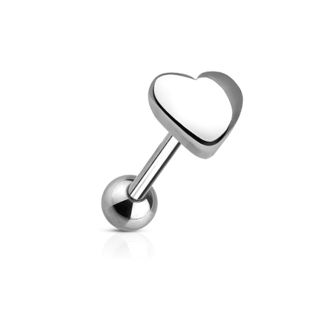 Cherry Diva Barbell 14 Gauge Surgical Steel Heart Top Tongue Barbell