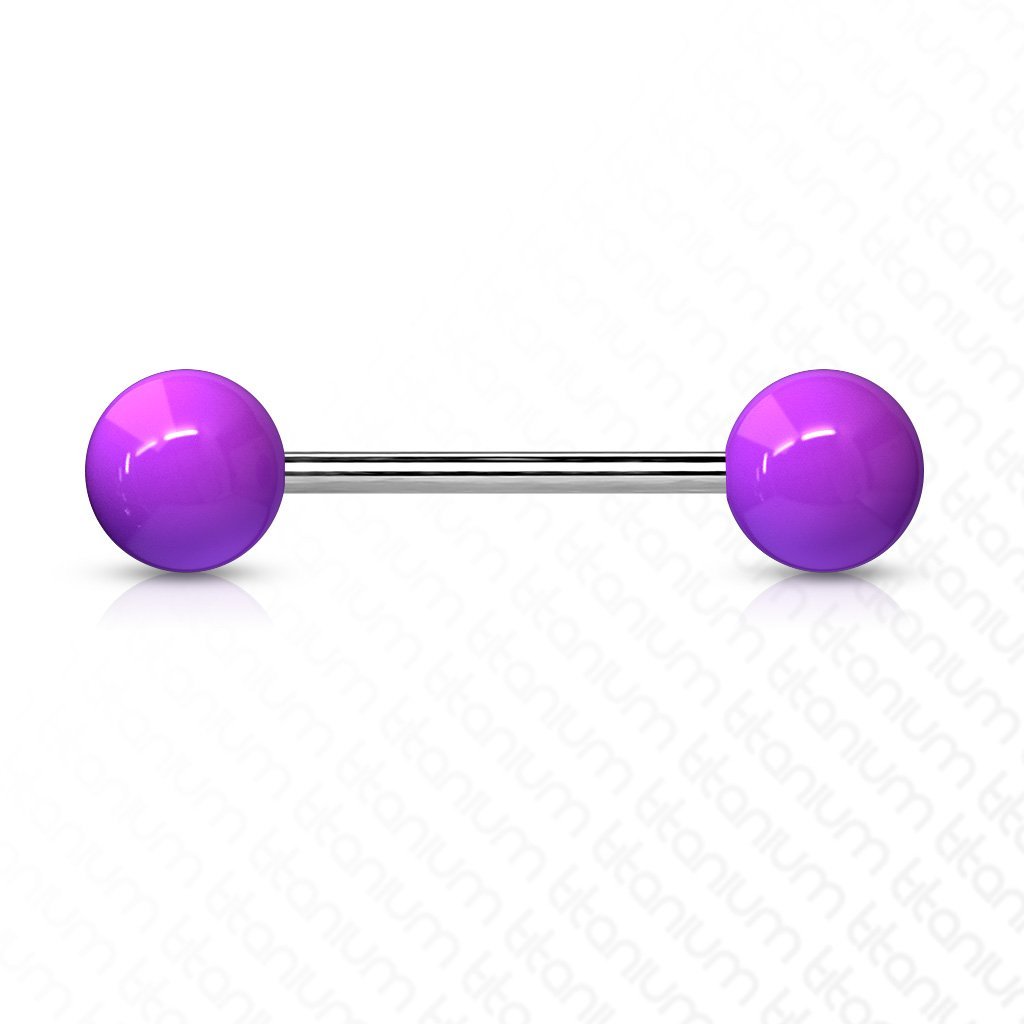 Cherry Diva Barbell PURPLE 14 Gauge Titanium Barbell With Acrylic Ball Ends