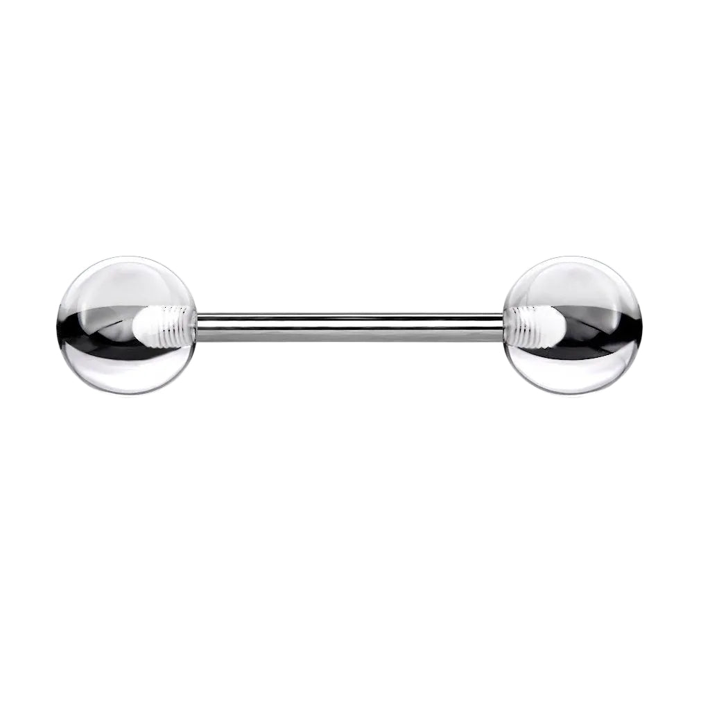 Cherry Diva Barbell CLEAR 14 Gauge Titanium Barbell With Acrylic Ball Ends