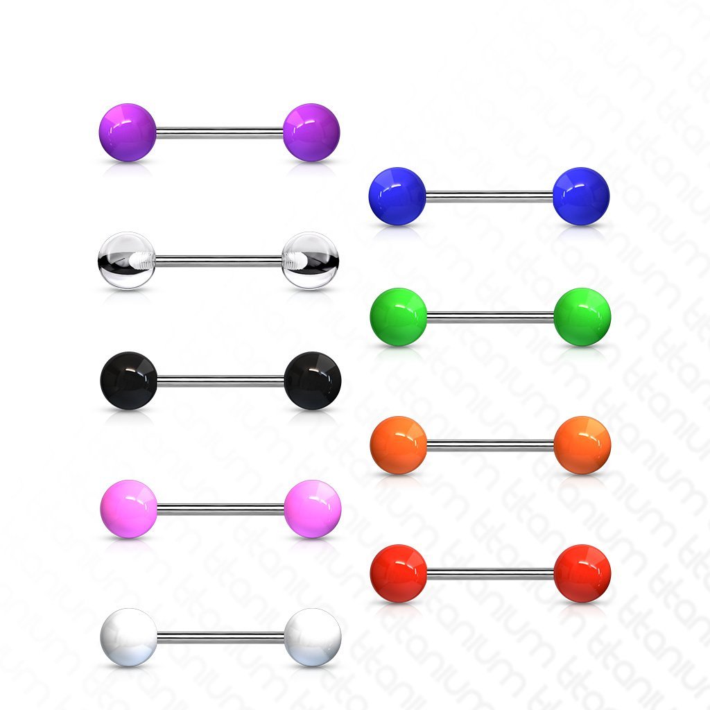 Cherry Diva Barbell 14 Gauge Titanium Barbell With Acrylic Ball Ends