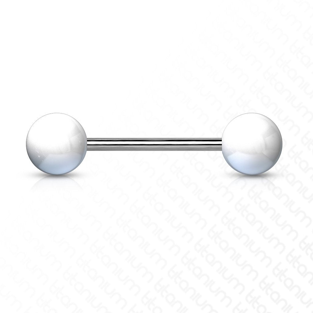 Cherry Diva Barbell WHITE 14 Gauge Titanium Barbell With Acrylic Ball Ends