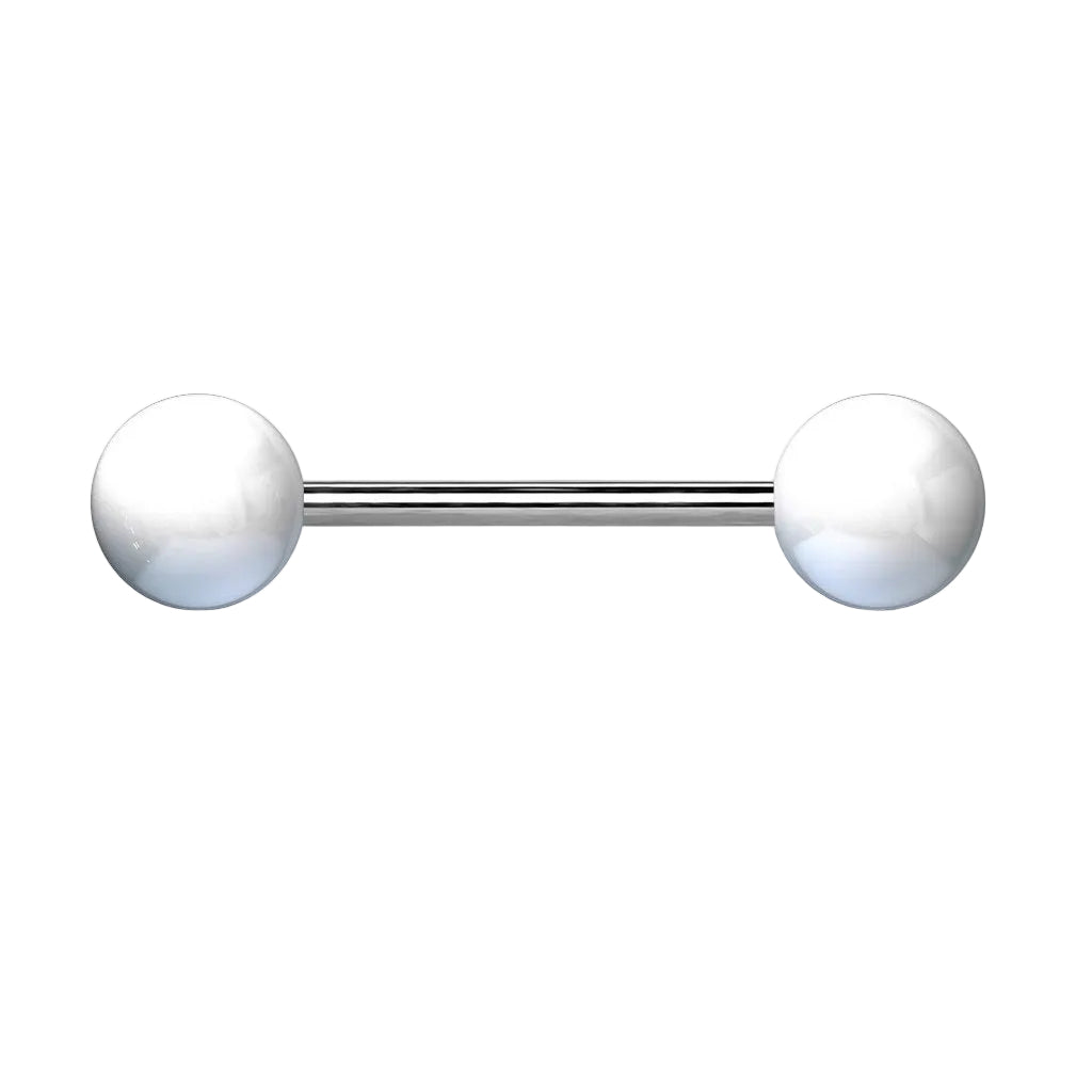 Cherry Diva Barbell WHITE 14 Gauge Titanium Barbell With Acrylic Ball Ends