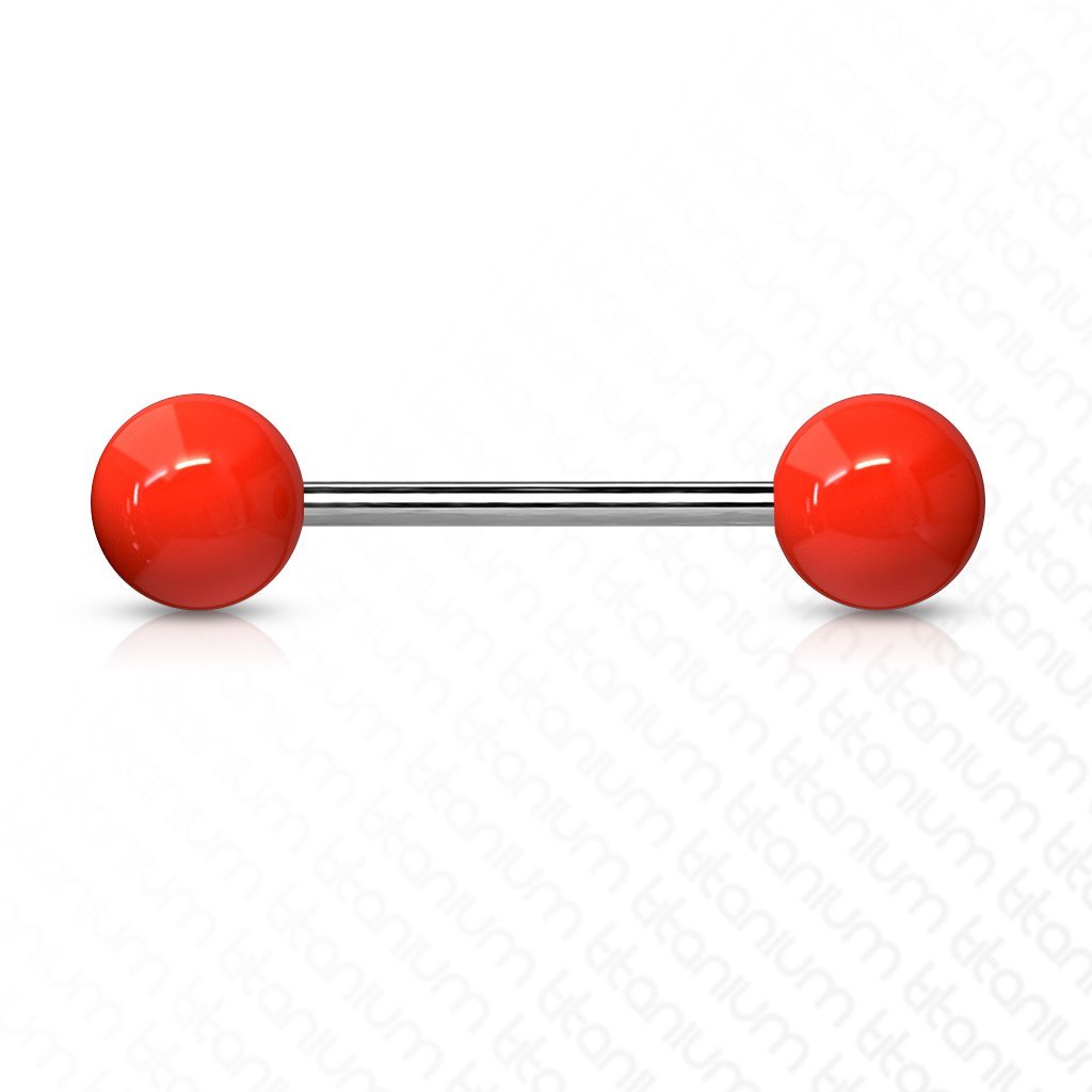 Cherry Diva Barbell RED 14 Gauge Titanium Barbell With Acrylic Ball Ends
