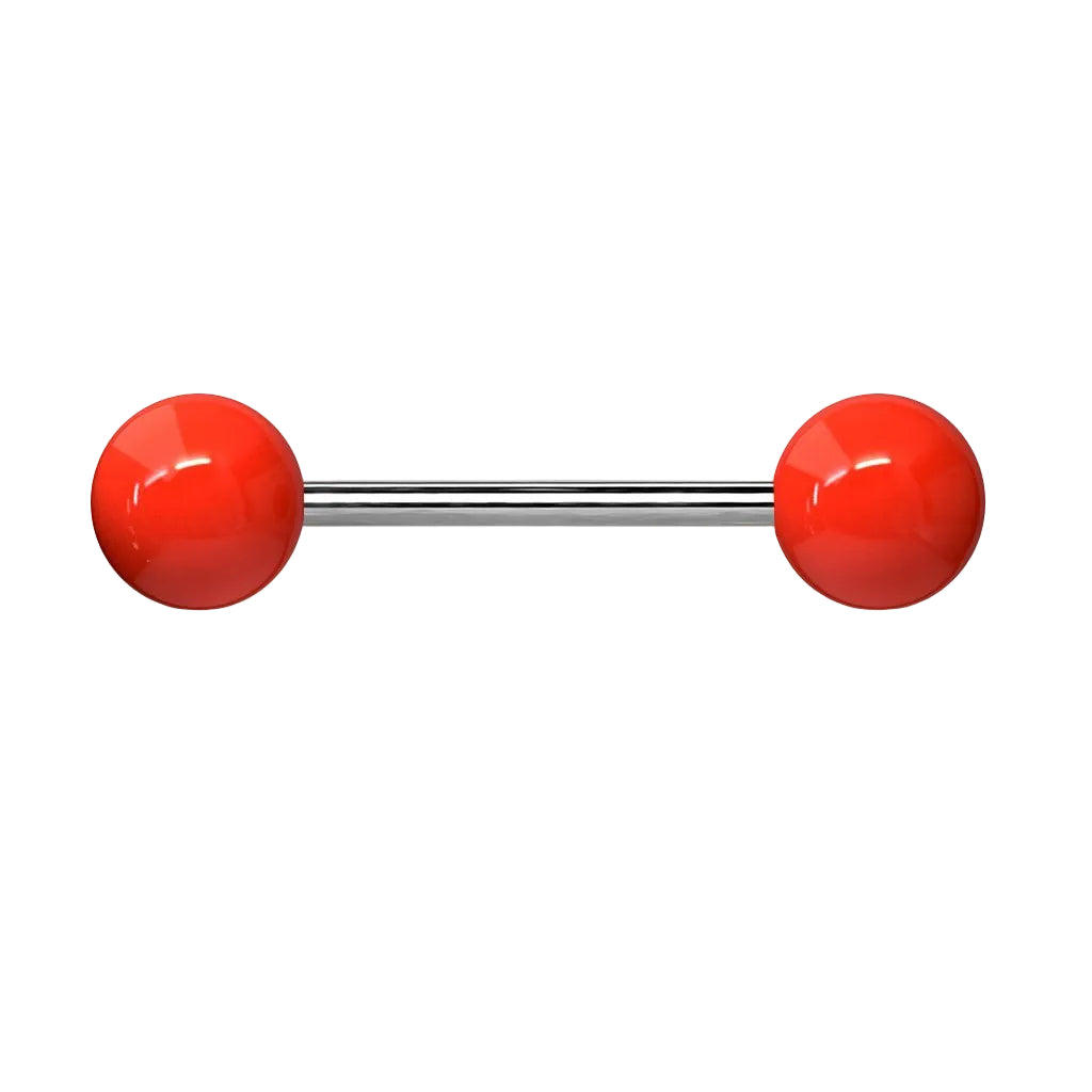 Cherry Diva Barbell RED 14 Gauge Titanium Barbell With Acrylic Ball Ends