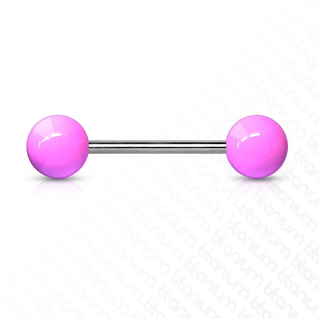 Cherry Diva Barbell PINK 14 Gauge Titanium Barbell With Acrylic Ball Ends