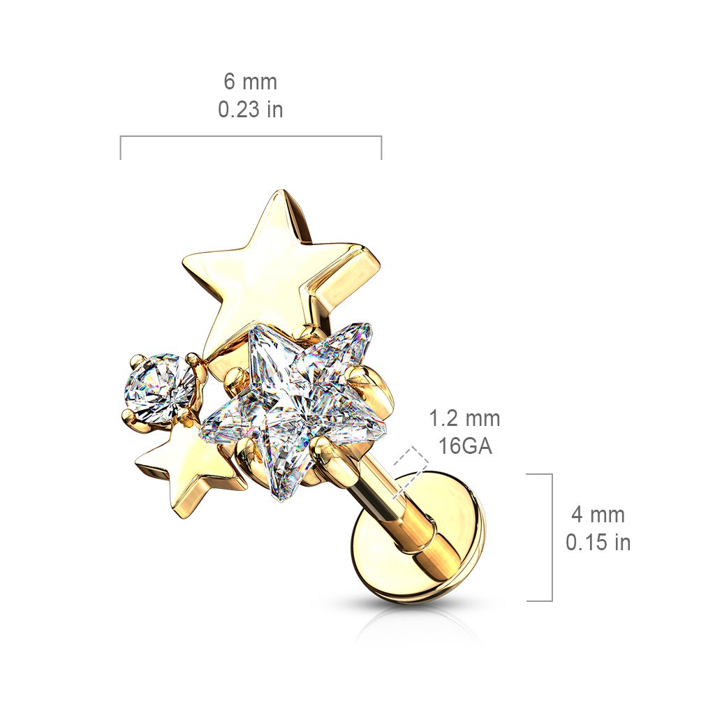 Cherry Diva Flat Back Stud 16 Gauge Crystal Star Top Flat Back Stud