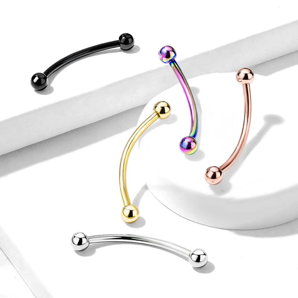 Cherry Diva Barbell 16 Gauge Surgical Steel Curved Barbell With Ball Ends