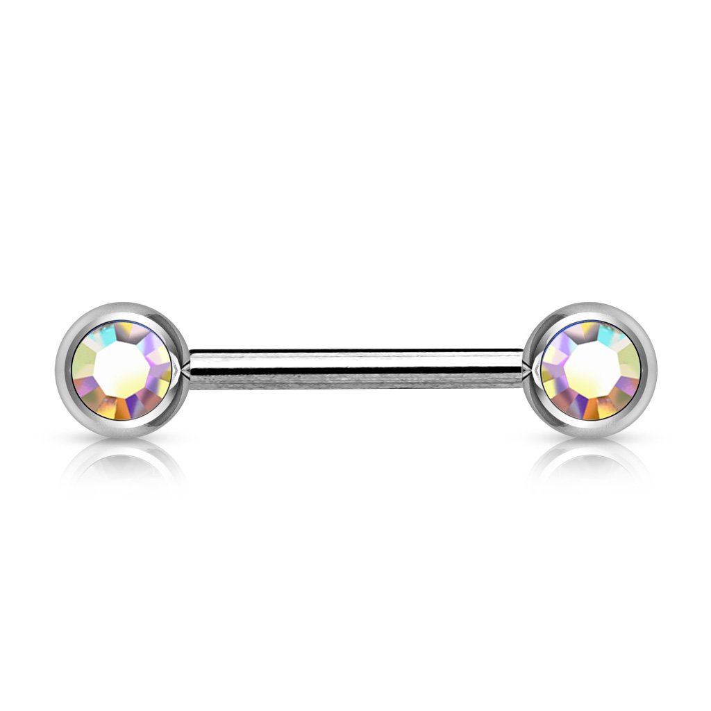 Cherry Diva Barbell Aurora 14 Gauge Double Crystal Barbell Nipple Bar