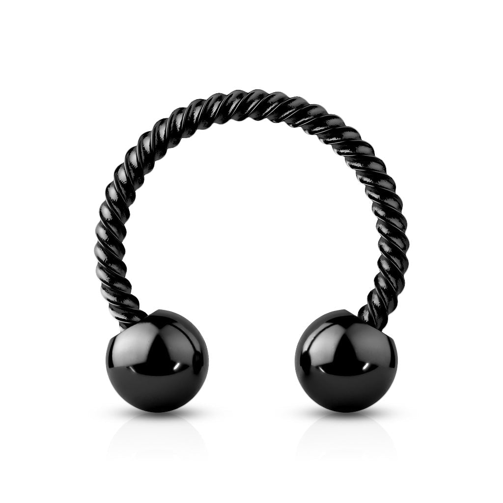 Cherry Diva Barbell BLACK 14 Gauge Twisted Rope Surgical Steel Circular Barbell